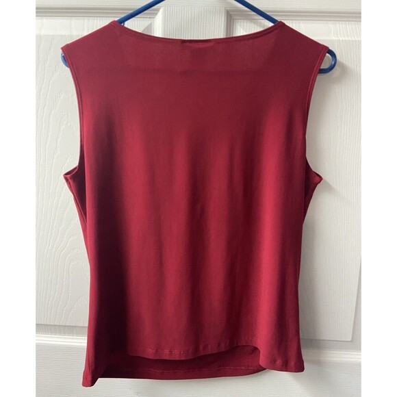 Bleecker and McDougal Top Womens Large Read Beaded Holiday Sleeveless Shell USA - Picture 3 of 9